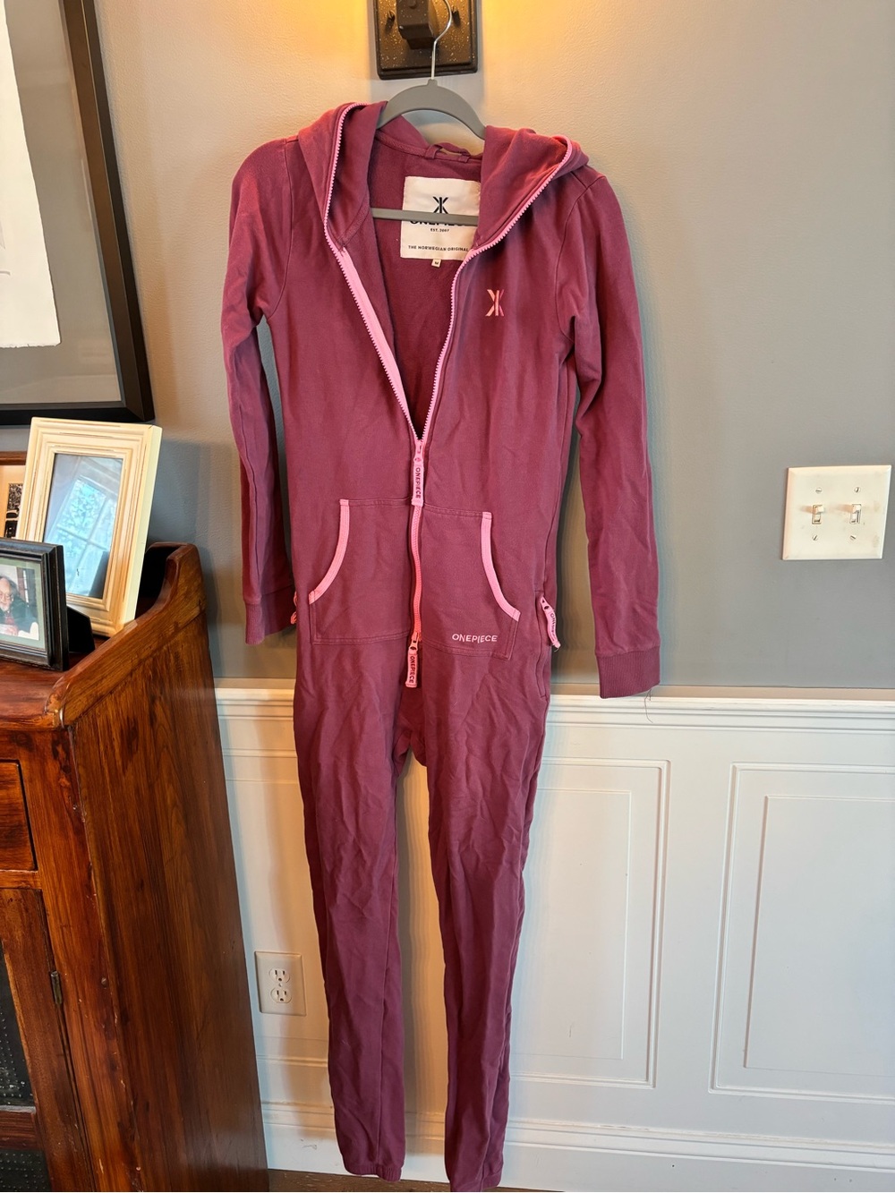 OnePiece Women’s Hooded One-Piece Jumpsuit in Berry Pink